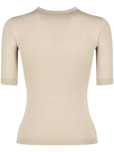 Max Mara Short Sleeve Pullover In Brown