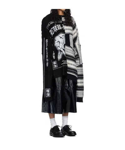 Lu'u Dan Patchwork Knit Sweater In Black