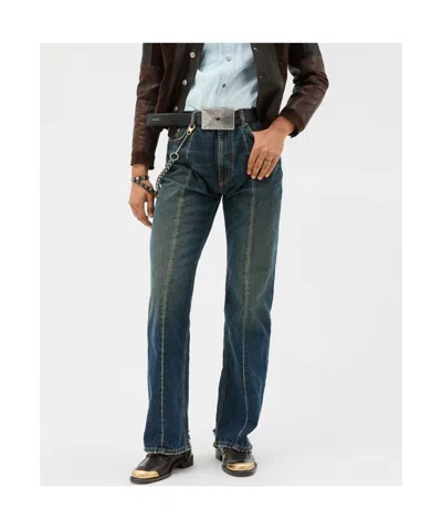 Versace Belt Loop Jeans In Blue