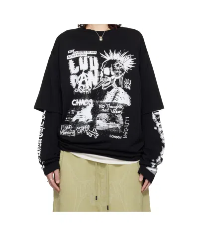Lu'u Dan Double Deck Crew Neck T-shirt In Black