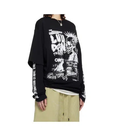 Lu'u Dan Double Deck Crew Neck T-shirt In Black