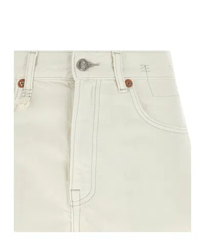 R13 Belt Loop Shorts In White
