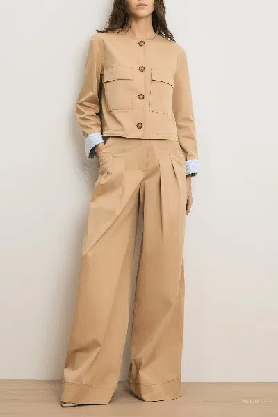 Veronica Beard Heron Pleated Wide Leg Pants In Brown