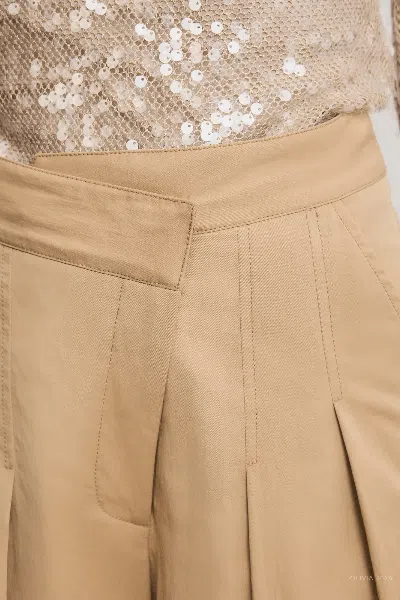 Veronica Beard Heron Pleated Wide Leg Pants In Brown