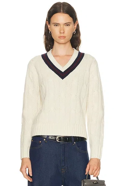 Nili Lotan Fabiana Striped Cable-knit Wool Sweater In White