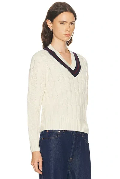 Nili Lotan Fabiana Striped Cable-knit Wool Sweater In White
