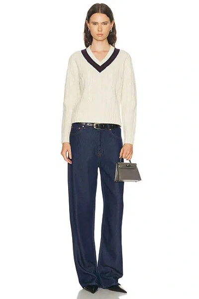 Nili Lotan Fabiana Striped Cable-knit Wool Sweater In White