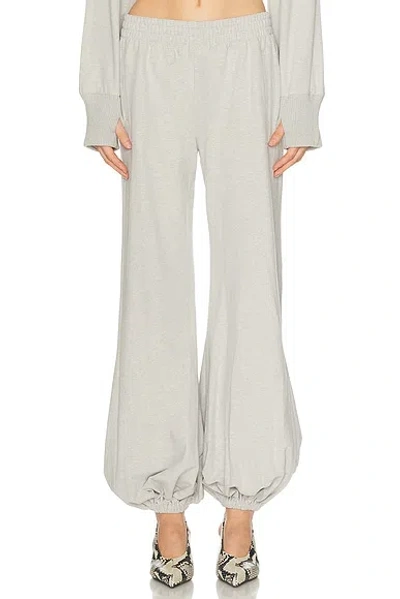 Norma Kamali Boyfriend Puff Jog Sweatpants Light Heather Grey In White