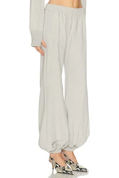 Norma Kamali Boyfriend Puff Jog Sweatpants Light Heather Grey In White