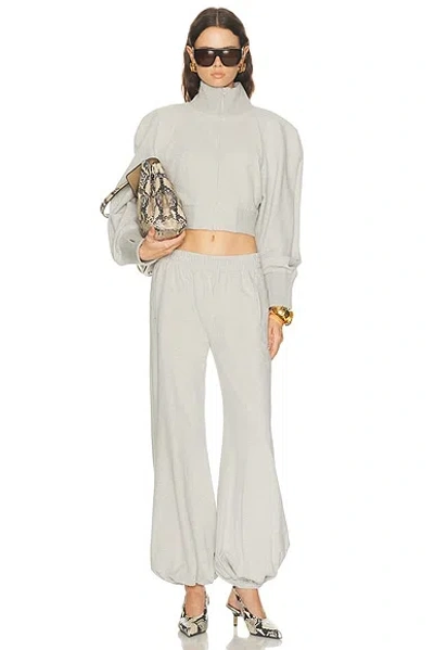 Norma Kamali Boyfriend Puff Jog Sweatpants Light Heather Grey In White