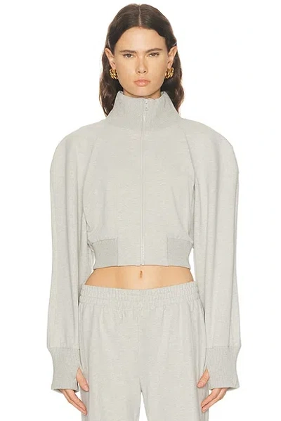 Norma Kamali Oversized Stretch-cotton Jersey Bomber Jacket In Gray