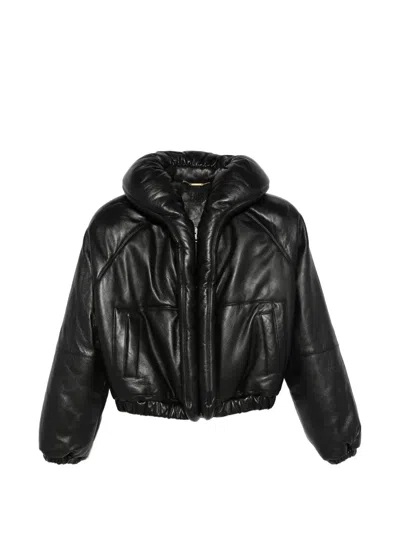 Chloé Short Puffer Jacket In Leather In Black