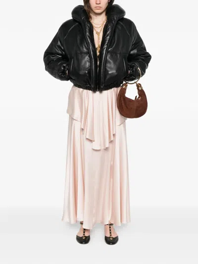 Chloé Short Puffer Jacket In Leather In Black