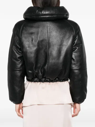 Chloé Short Puffer Jacket In Leather In Black