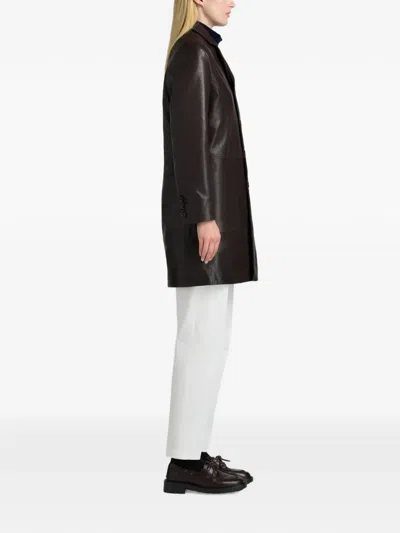 Bally Patch-pocket Leather Coat In Brown