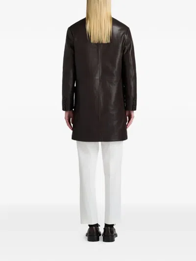 Bally Patch-pocket Leather Coat In Brown