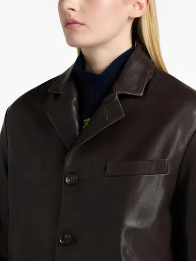 Bally Patch-pocket Leather Coat In Brown