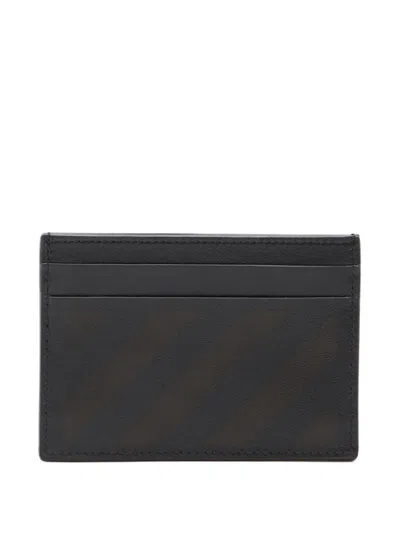 Off-white Diagonal-stripes Card Case In Black