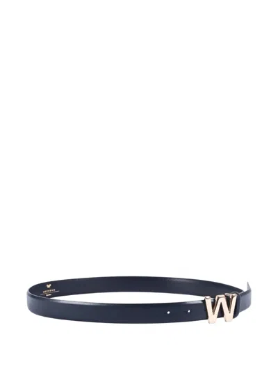 Weekend Max Mara Logo-buckle Leather Belt In Blue