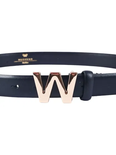 Weekend Max Mara Logo-buckle Leather Belt In Blue