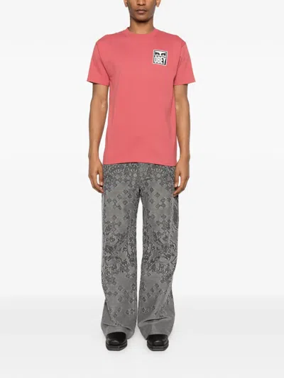 Obey Logo T-shirt In Red
