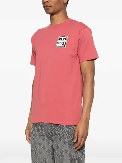 Obey Logo T-shirt In Red
