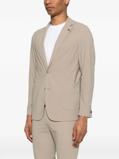 Distretto 12 Active Single-breasted Patch-pocket Jacket In Brown