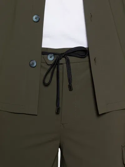 Distretto 12 Drawstring Cargo Shorts In Green