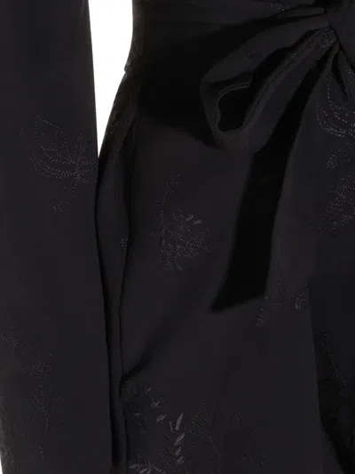 Twinset Tie-waist Patterned Blazer In Black