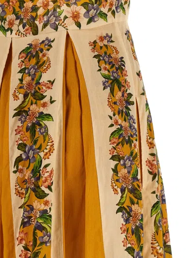 Farm Rio Sand Hilo Striped Floral-print Maxi Dress In Yellow