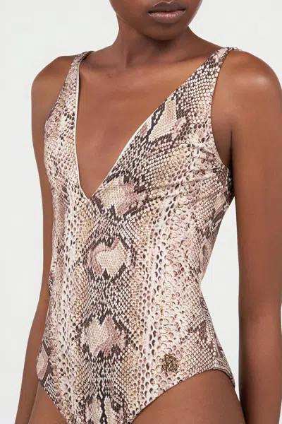 Roberto Cavalli Python Print Swimsuit In Animal Print