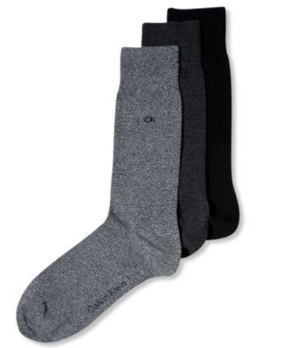 Shop Calvin Klein Men's Socks, Combed Flat Knit Crew 3 Pack In Grey Heather Assorted