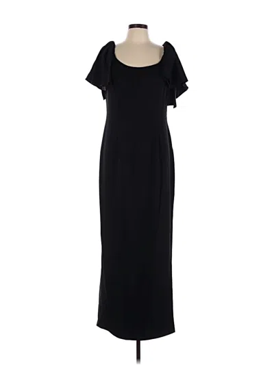 Mac Duggal Crepe Fitted Gown With Short Ruffle Sleeves In Black