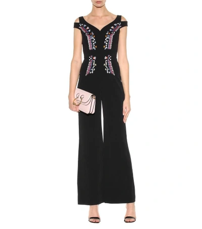 Shop Peter Pilotto Embroidered Crêpe Jumpsuit In Llack