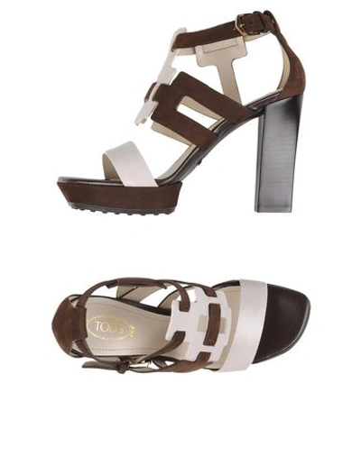 Tod's Sandals In Light Grey