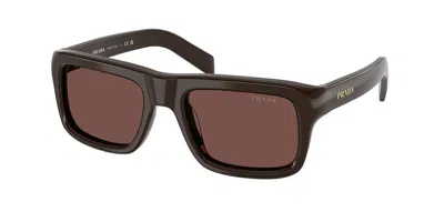 Prada Cigar Acetate Rectangular Sunglasses In Brown