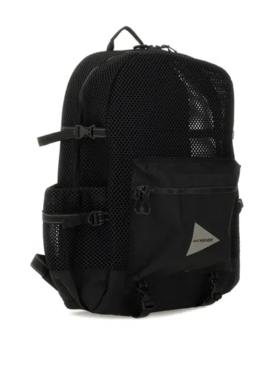 And Wander Mesh-panels Backpack In Black