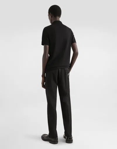 Dolce & Gabbana Piquet Polo Shirt With Logo Plate In Black