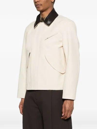 Sage Nation Painter Leather-collar Jacket In Neutral