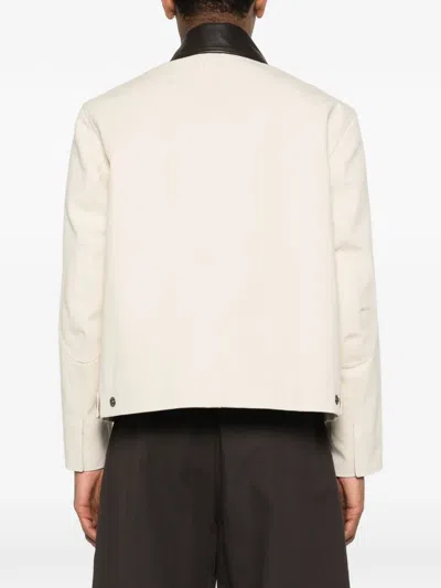 Sage Nation Painter Leather-collar Jacket In Neutral