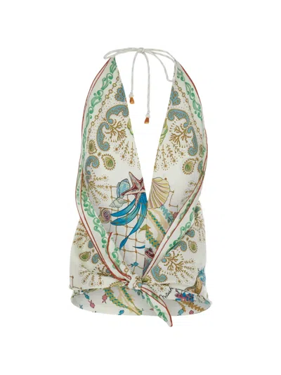 Mantero 1902 Patterned Halterneck Top In Multi