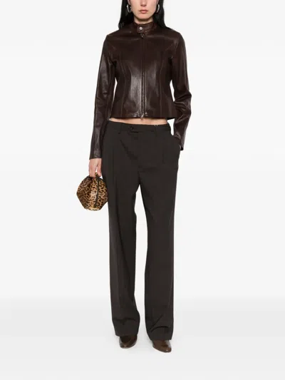 Nour Hammour Sigrid Leather Jacket In Brown