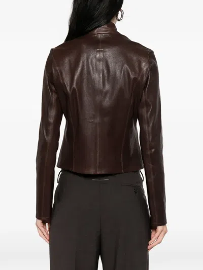 Nour Hammour Sigrid Leather Jacket In Brown