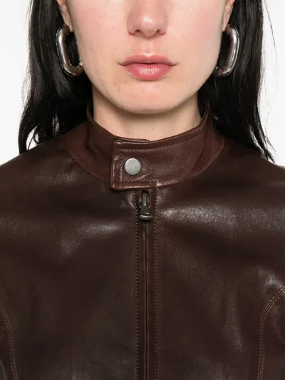 Nour Hammour Sigrid Leather Jacket In Brown
