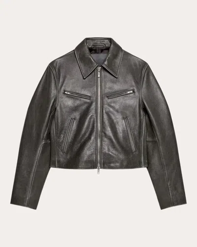 Helmut Lang Leather Biker Jacket In Black