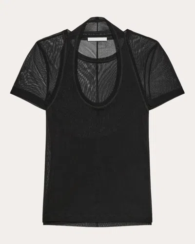 Helmut Lang Fine Mesh Layered Tee In Green