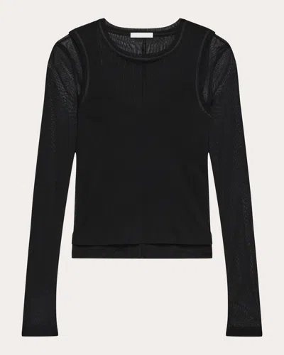 Helmut Lang Mesh-panel T-shirt In Black