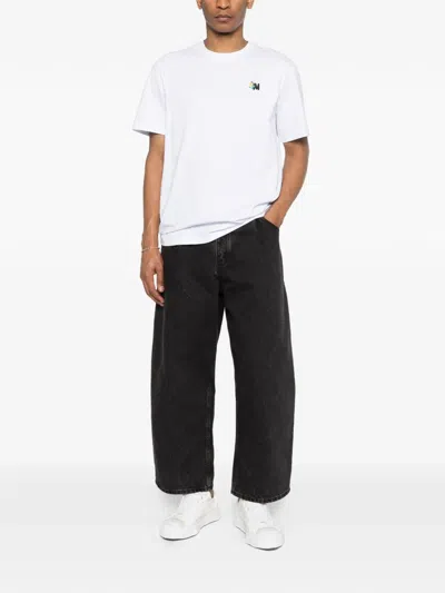 Msgm Logo-embroidered T-shirt In White