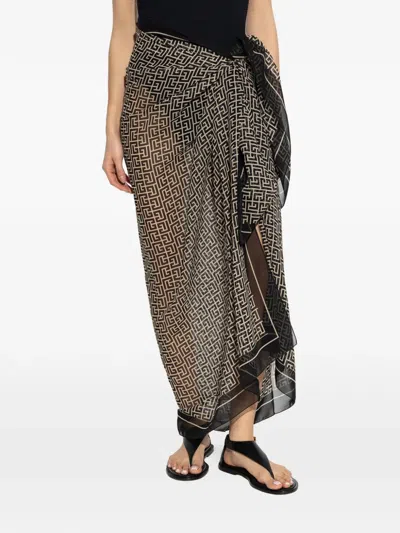 Balmain Patterned Pareo In Black