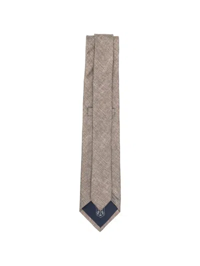Corneliani Herringbone Tie In Brown